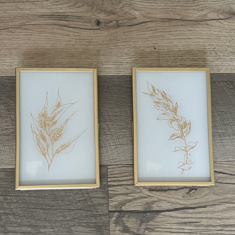 Anthropologie Gold Botanical Framed Prints